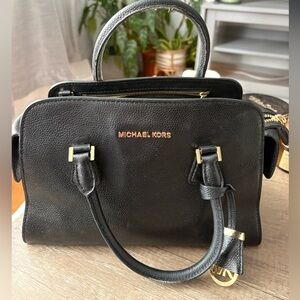 Michael Kors Black Satchel with Gold Accents